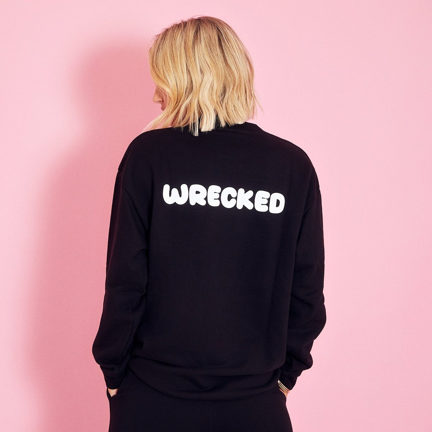 Black 'Wrecked' Oversized Sweatshirt