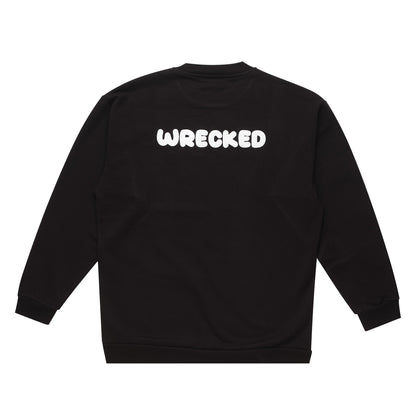 Black 'Wrecked' Oversized Sweatshirt